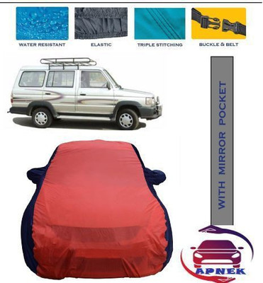 APNEK Car Cover For Toyota Qualis (With Mirror Pockets)(Red, Blue)
