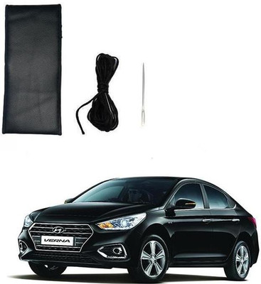 arneja trading company Hand Stiched Steering Cover For Hyundai Verna(Black, Leatherite)