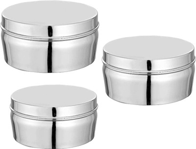 bartan hub Steel Utility Container  - 300 ml, 200 ml, 150 ml(Pack of 3, Silver)