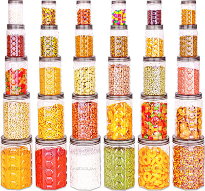 Nexium 30Pcs BEST BUY Plastic Kitchen Containers Storage Container Combo Set Canister Dibba Boxes - 250 ml, 300 ml, 650 ml, 1200 ml, 2000 ml Plastic Grocery Container(Pack of 30, Black)