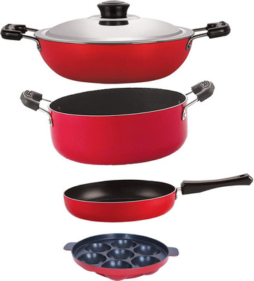 NIRLON FP10_DKD(J)_AP7_CS24 Non-Stick Coated Cookware Set(PTFE (Non-stick), Aluminium, 4 - Piece)