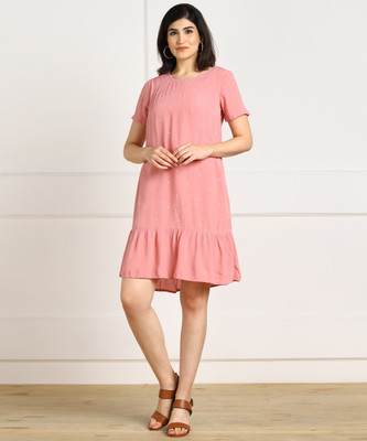 Allen Solly Women A-line Pink Knee Length Dress