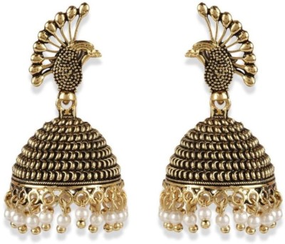 BHANA CREATIONS BHANA CREATION Classic Designed Gold Plated Enamelled Jhumka Earrings For Women And Girls Cubic Zirconia, Beads Alloy Jhumki Earring