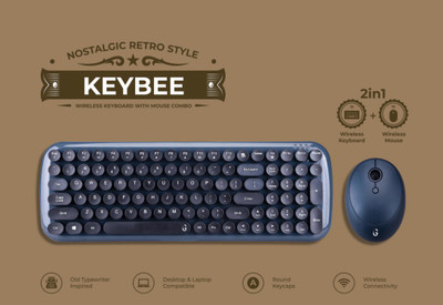 iGear iG 1114 KeyBee Retro Typewriter Inspired 2.4GHz Wireless Keyboard,...