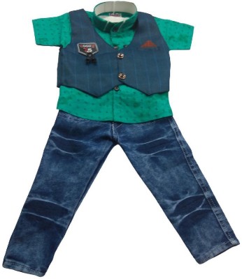 Mahir Boys Party(Festive) Jacket Jeans(GREEN, Blue)