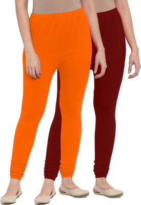 bella Churidar  Ethnic Wear Legging(Orange, Maroon, Solid)