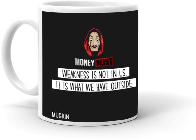 MUGKIN Official Money Heist Professor Quote Art La Casa Da Papel Light Printed White Ceramic Coffee Mug(350 ml)