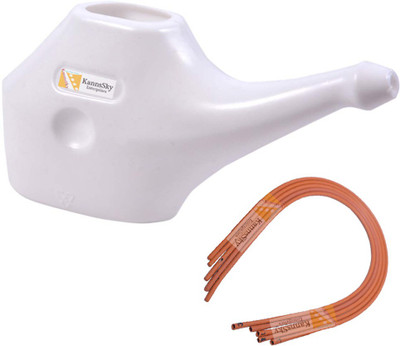 KannsSky Plastic, Rubber White, Orange Neti Pot(150 ml)