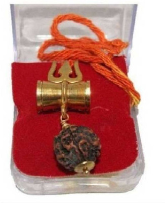 DvR ClicK Trishul Damru With Rudraksha Locket Brass Brass Locket