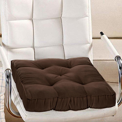 Relaxfeel Microfibre Solid Chair Pad Pack of 1(Brown)