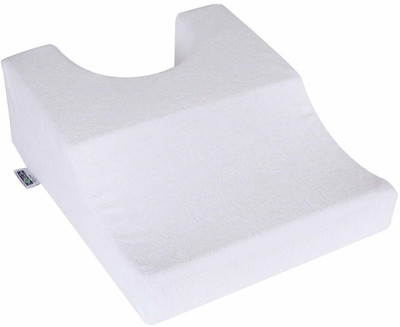 METRON Small Size (17’’x14’’x6’’ Inches) Face Down Pillow for Sleeping Lying Face Down for Massage Post Surgery or Reduce Pressure & Corrects Spine Position Flat Side for Men & Cut Designed Side for Women Foam Solid Body Pillow Pack of 1(White)