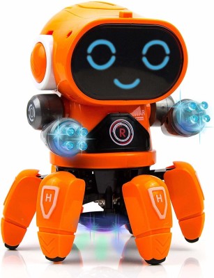 mega shine Bot Robot Pioneer Colorful Lights and Music | All Direction Movement | Dancing Robot Toys for Boys and Girls | (Orange)(Multicolor)