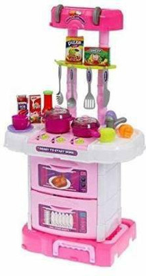 JIGU ENTERPRISE Small Gourmet Little Chef Playset, Battery Operated Pretend Play Kitchen Cooking Set Toy for Kids