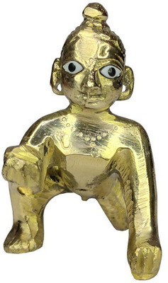 De-Ultimate Brass ( 2 No ) Baby Laddu Gopal / Kanha Ji / Kanhaiya Ji / Little Krishna / Govinda / Thakur Ji / Bal Gopal Murti Idol 5 Cm Decorative Showpiece  -  7 cm(Brass, Gold)
