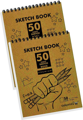 Askprints 50 Sheet Kraft Cover Sketchbook (Set of 2) - Size 8 x 10 Inch | Top Spiral-Bound Sketchpad for Artists | Sketching and Drawing Acid Free Paper, for Doodling Sketch Pad(50 Sheets, Pack of 2) Askprints 50 Sheet Kraft Cover Sketchbook (Set of 2) - Size 8 x 10 Inch | Top Spiral-Bound Sketchpad for Artists | Sketching and Drawing Acid Free Paper, for Doodling Sketch Pad(50 Sheets, Pack of 2)