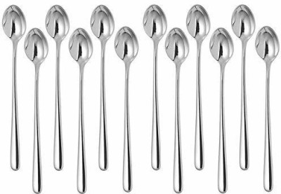 Brandees Soda long spoon set 12 Stainless Steel Coffee Spoon, Tea Spoon, Sugar Spoon, Ice-cream Spoon, Ice Tea Spoon Set(Pack of 12)