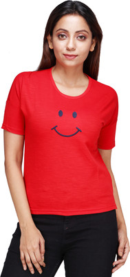 ZADMUS Casual Half Sleeve Embroidered Women Red Top