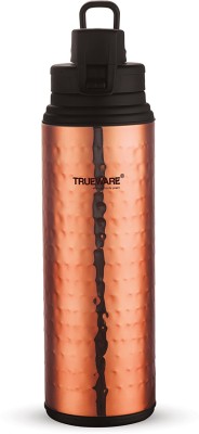 Trueware Fusion Plus 600 Water Copper Bottle with Hammered Lacquer Finish -Copper 500 ml Flask(Pack of 1, Copper, Steel)