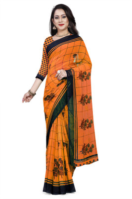 Vimalnath Synthetics Printed Bollywood Georgette Saree(Orange)