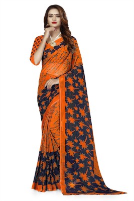 Vimalnath Synthetics Printed Daily Wear Georgette Saree(Orange)