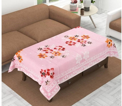 croox Polyester 4 Seater Floral Table Cover(Pink)