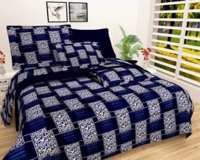 UNIQUE STYLE TRADERS Cotton Queen Flat 144 TC 3D Printed Bedsheet(Pack of 1, Blue)