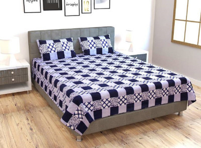 DreamInno Creations 144 TC Microfiber Double Abstract Flat Bedsheet(Pack of 1, Black)
