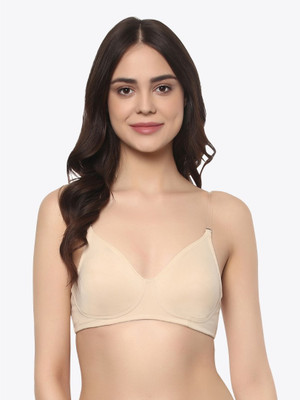 SOIE Women's Semi/Medium Coverage Non Padded Non Wired Muiltyway Bra Women T-Shirt Non Padded Bra(Beige)