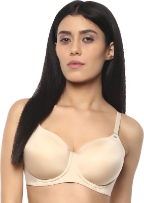 SOIE Woman's Full/Extreme Coverage Padded Non-Wired Bra Women T-Shirt Lightly Padded Bra(Beige)