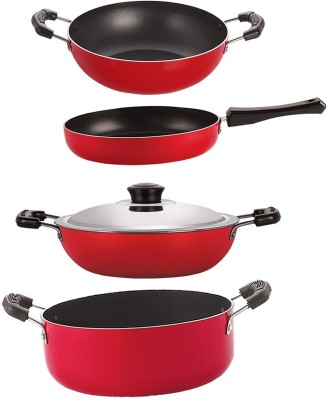 NIRLON FP10_KD11_DKD(B)_CS24 Non-Stick Coated Cookware Set(PTFE (Non-stick), Aluminium, 4 - Piece)