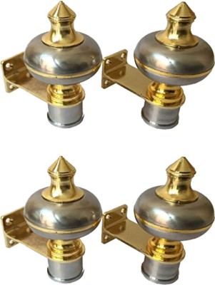 Sun Shield Silver, Gold Curtain Hooks, Rod Rail Bracket, Curtain Knobs Metal(Pack of 4)