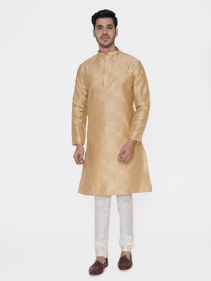 Tabard Men Solid Straight Kurta(Beige)