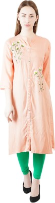 SHREE SHYAM FASHION Women Embroidered Frontslit Kurta(Pink)