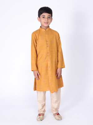 Tabard Boys Printed Straight Kurta(Yellow)