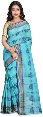 RAJ SAREE HOUSE Woven Daily Wear Pure Cotton Saree(Light Blue)