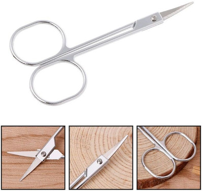 cge Slim Sharp Tip Makeup Eyebrow Scissors Stainless Steel Curved size 4.5 inch Tip Beauty Scissors Small Manicure Trimming Scissors Scissors(Set of 1, silvar)