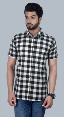 Unistreet Men Checkered Casual Black Shirt