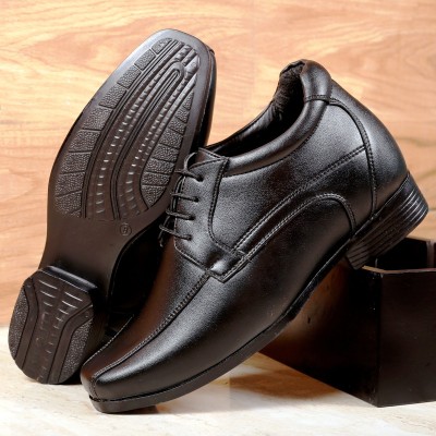 BXXY Men 3 Inch Hidden Height Increasing Black Formal Lace-Up Office Wear Shoes. Lace Up For Men(Black)