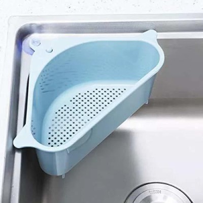 KRAZE Dish Drainer Kitchen Rack Plastic Triangle Shape Multipurpose Basket Cum Sink Organizer