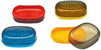 CRAZYGOL Soap case | Multicolour Plastic Soap Case Set of 4 (Multicolor)