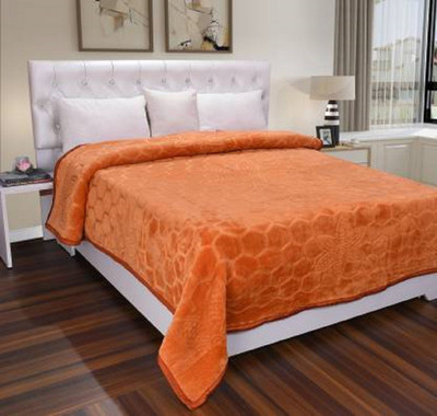 SIMAM Self Design Double Mink Blanket for  AC Room(Polyester, Gold)