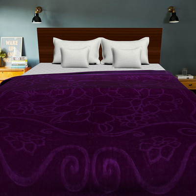 Nayan Enterprises Self Design Double Mink Blanket for  Heavy Winter(Microfiber, Purple)