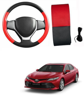 arneja trading company Hand Stiched Steering Cover For Toyota Camry(Red, Black, Leatherite)