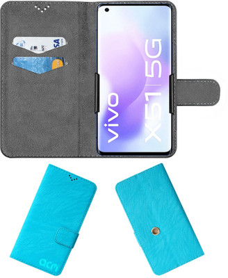 ACM Flip Cover for Vivo X51 5G(Blue, Cases with Holder, Pack of: 1)