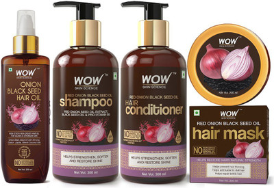 WOW SKIN SCIENCE Onion Black Seed Oil Hair Care Ultimate 4 Kit (Shampoo + Hair Conditioner + Hair Oil + Hair Mask) - 1000 ml(4 Items in the set)