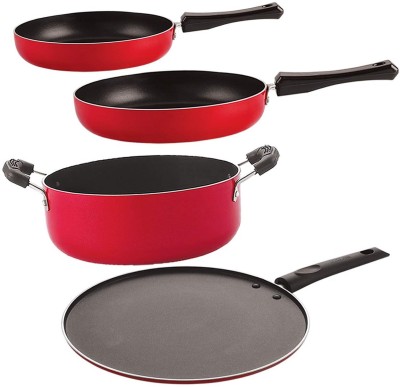 NIRLON FP10_FP12_ST11_CS24 Non-Stick Coated Cookware Set(PTFE (Non-stick), Aluminium, 4 - Piece)