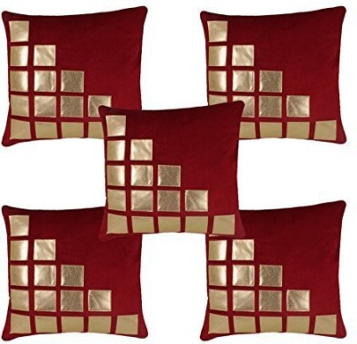 DJDecor Checkered Cushions Cover(Pack of 5, 40 cm*40 cm, Maroon)