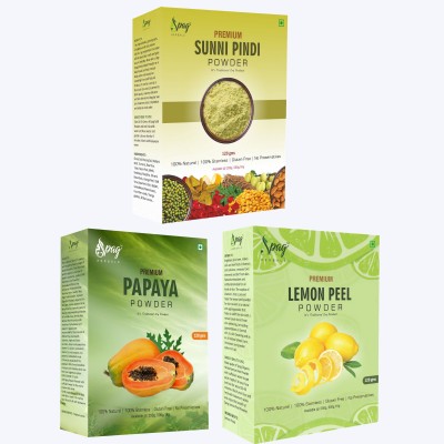 Spag HERBALS Organic Sunni Pindi Bath, Papaya & Lemon Peel Powder For Skin Care and Facial - 360g (120gm x 3)(120 g)