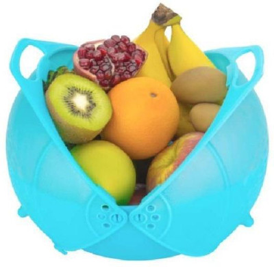 kk impex Plastic Fruit & Vegetable Basket(Blue)