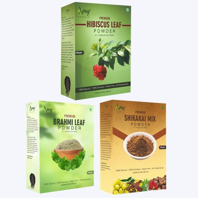 Spag HERBALS Organic Hibiscus Leaves, Brahmi & Shikakai-mix Powder For Hair - 360g (120gm x 3)(360 g)